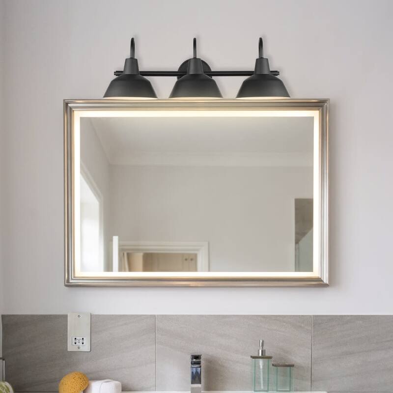 Bellevue 3 Light 24" Wide Bathroom Vanity Light with Black Shades