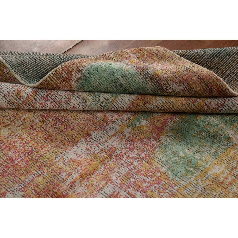 Contemporary Colorful Abstract Indian Area Rug Handmade Wool Carpet - 6'6"x 8'6"