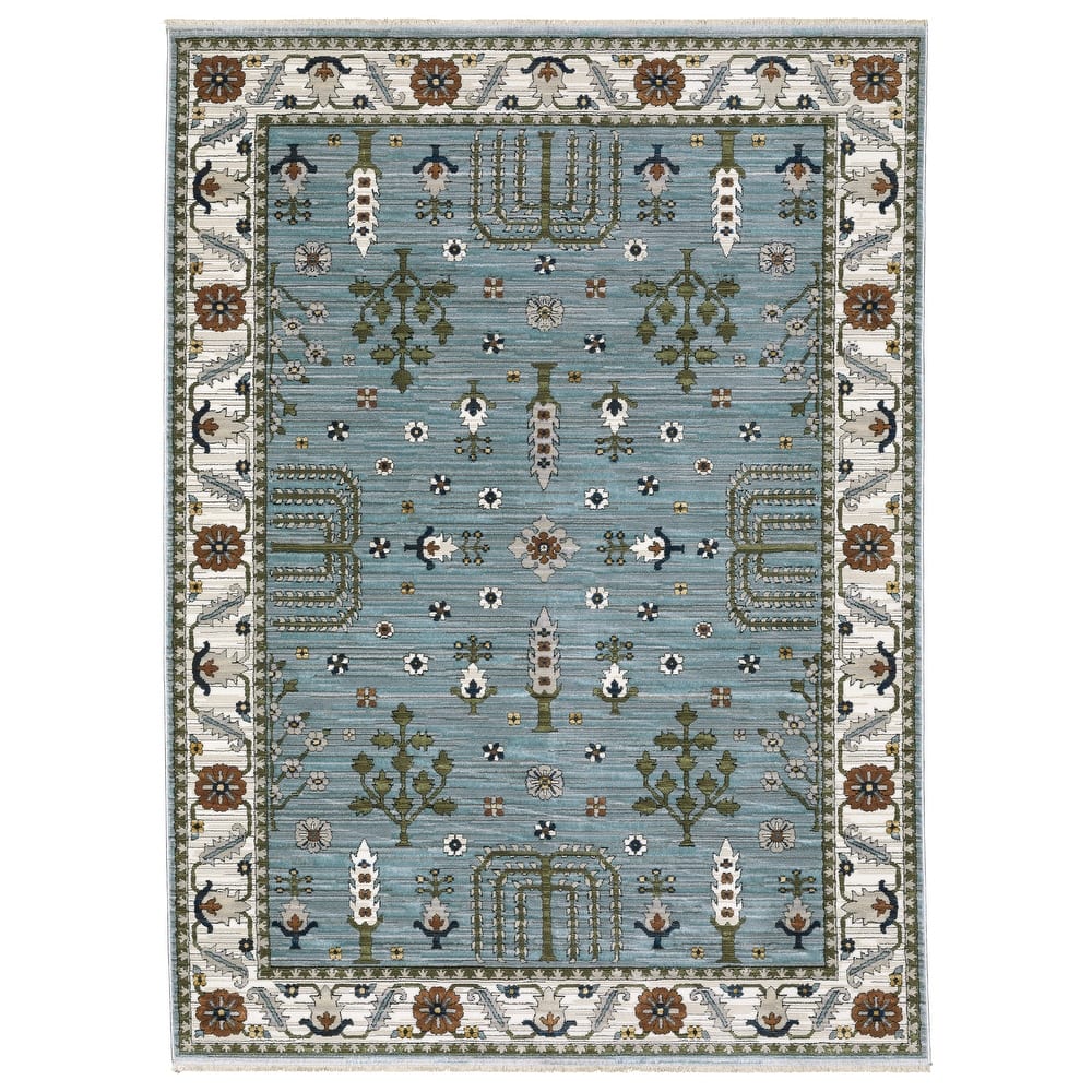Style Haven Kellan Oriental Tree of Life Pale Blue/ Green Area Rug