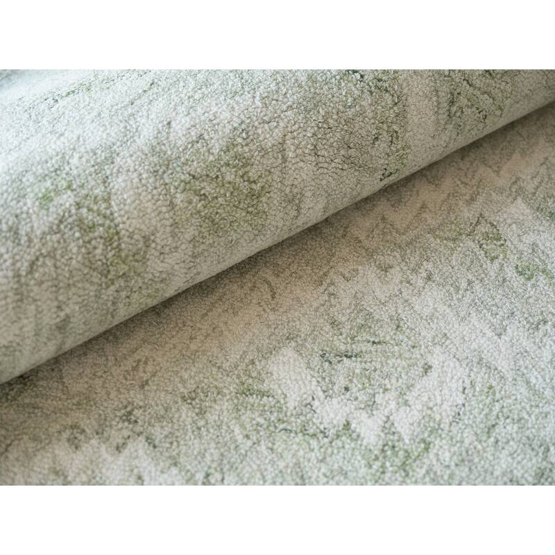 Bargello Light Green New Zealand Wool hand-tufted Area Rug