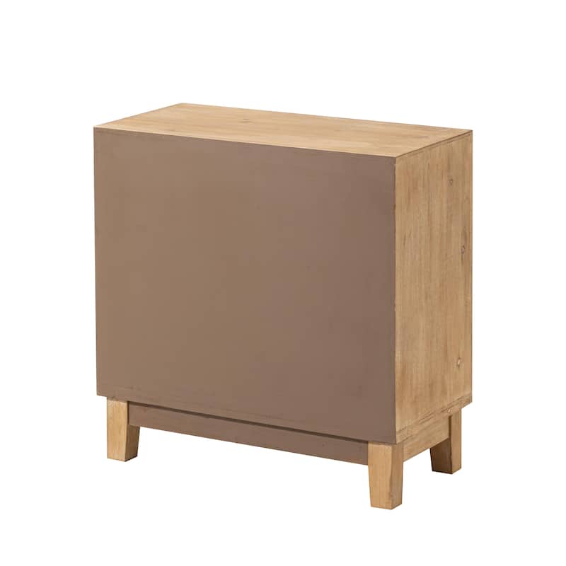 COZAYH 3-Drawer Farmhouse Dresser with Handicraft Wood Ring Motif, Rustic Nightstand Wooden Finish, Boho, Natural Wood