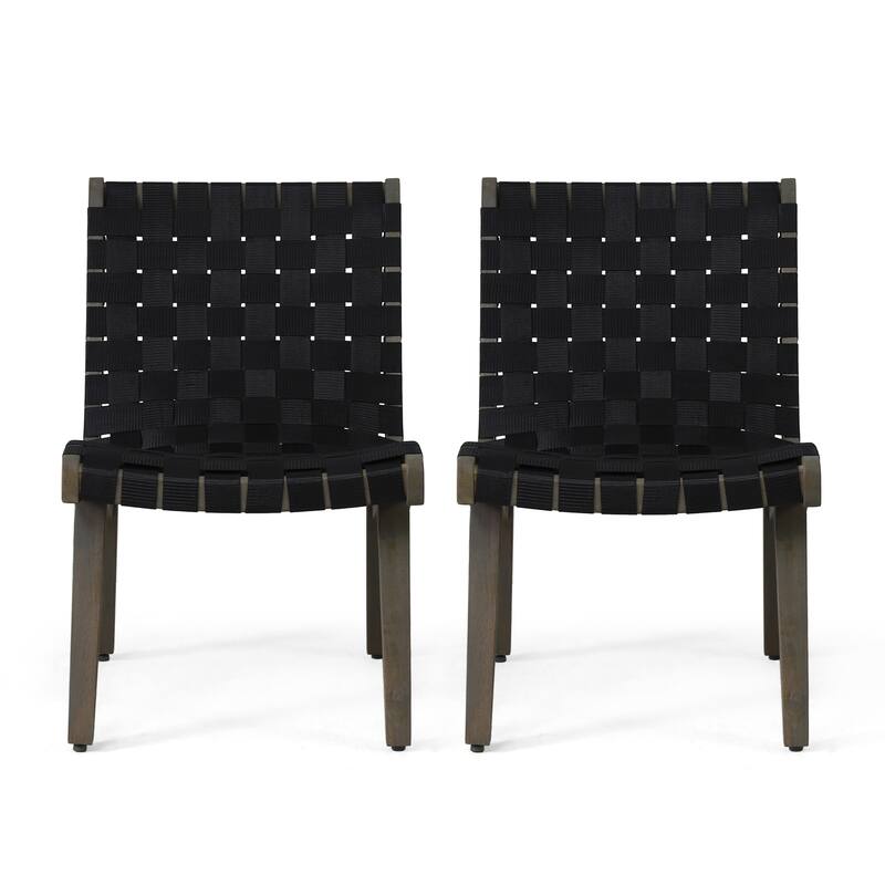 Roomfitters Modern Woven Strap Lounge Chair, Accent Armless Chair for Living Room or Patio