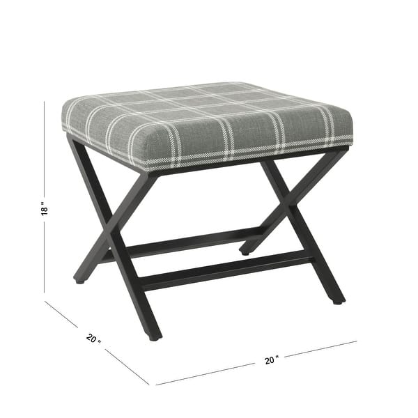dimension image slide 4 of 7, Porch & Den Boucher Modern Metal X-base Square Ottoman