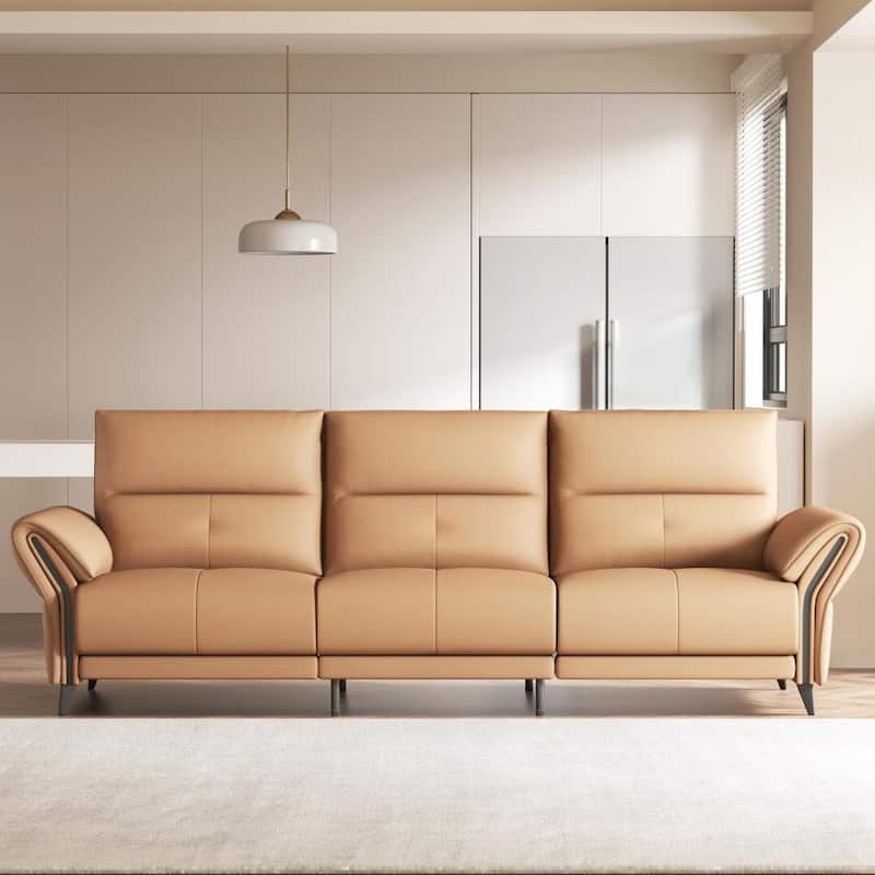 112.5'' Vegan Leather Power Reclining Sofa with USB Charging Port