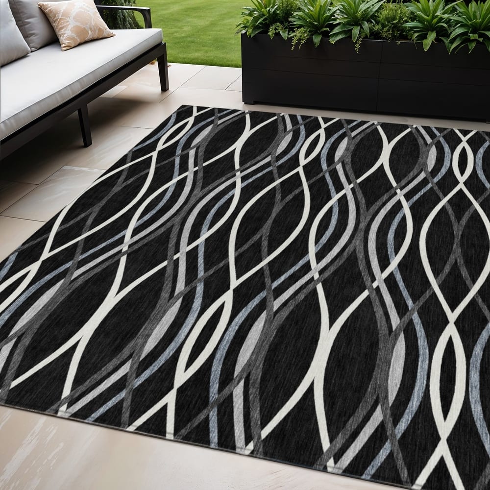 HomeRoots Abstract Transitional Rectangle Outdoor Rug
