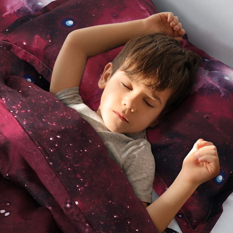 3pcs Galaxies Red Comforter All-season Down Quilted Duvet