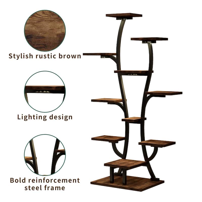 Plant Stand Indoor with Grow Lights, Indoor Plant Shelf, Metal Plant Flower Holder Stand, Vase Shape Plant Rack