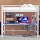 preview thumbnail 19 of 64, Gaming Loft Bed with RGB LED Light & USB Charge Station, Metal Loft Bed Frame w/Built-in Desk & Full-Length Guardrails White - Full