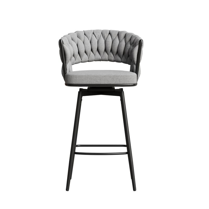 Modern Luxury 360°Swivel Bar Chairs Set of 2, with Cushioned Seat Backrest and Metal Legs