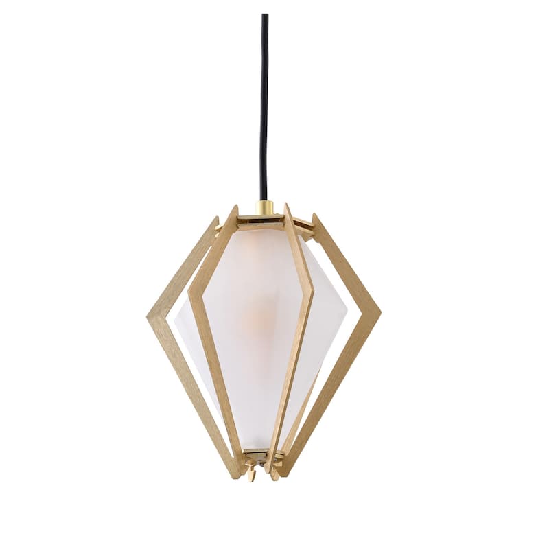 1-Light Gold Aluminum Single Pendant With Frosted Glass