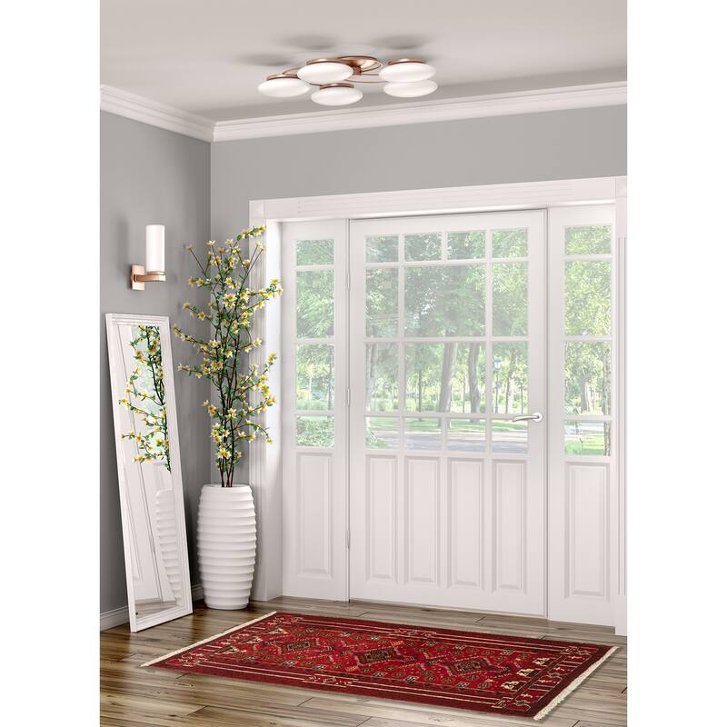 Hand-knotted Authentic Turkish Red Wool Rug - 3'11" x 7'1"/3'11 x 7'1