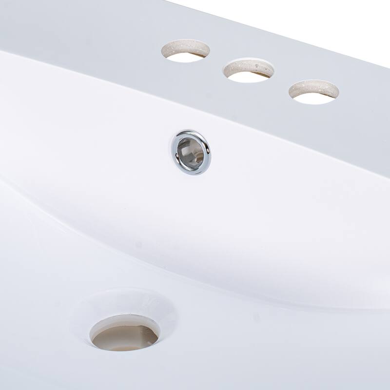24" Bathroom Vanity Top Only,White Basin,3-Faucet Holes,4" Faucet Available