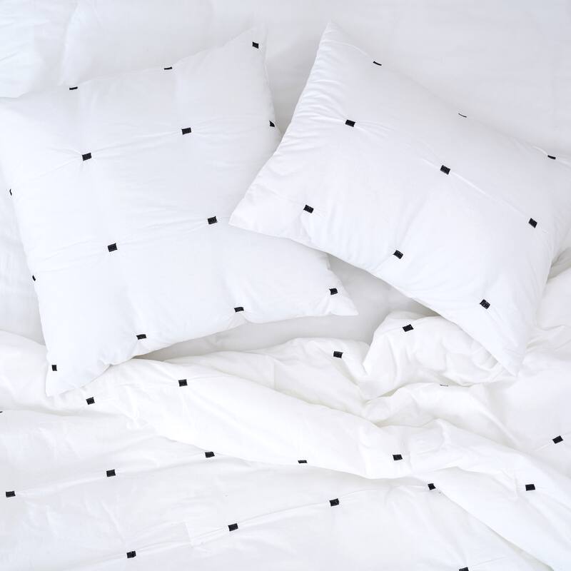 Dot Embroidery Euro Sham - Euro Square - White