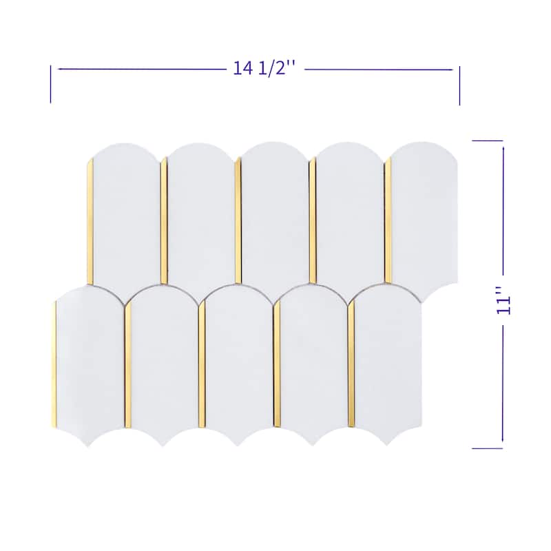 Thassos White & Gold Metal Novelty Mosaic Wall & Floor Tile - 1 Case (10 Sheets)