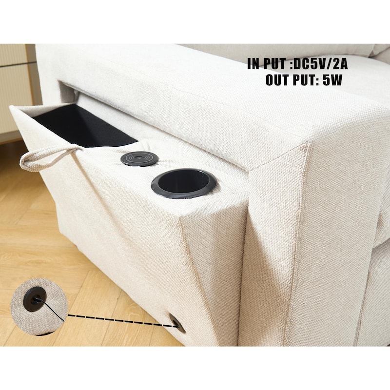 141.5" Linen Modular L-Shaped Sectional Sofa with Charging