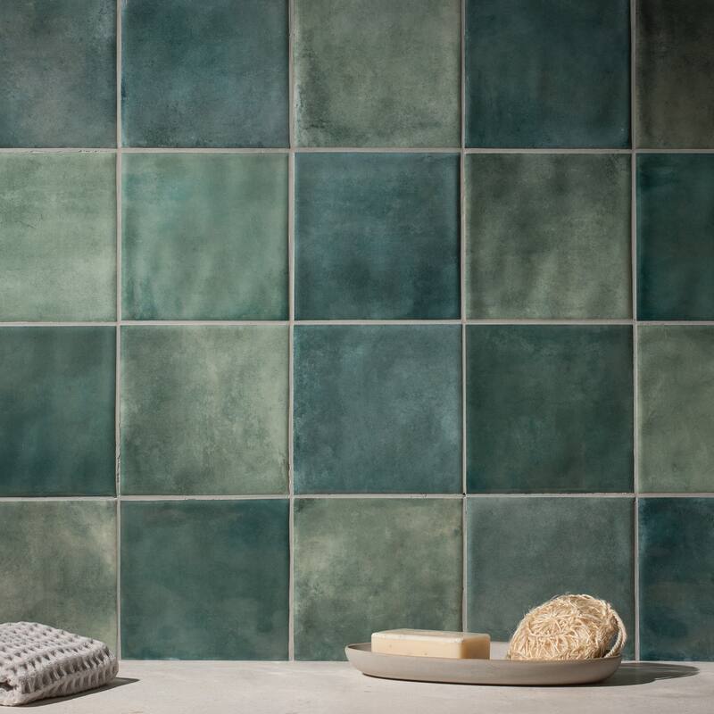Safi 6 in. x 6 in. Glazed Ceramic Wall Tile - Green Gloss - Sample swatch