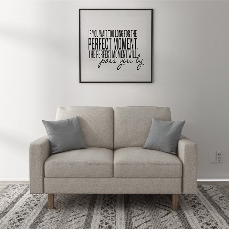 Goss Linen Fabric Upholstered Loveseat - Beige