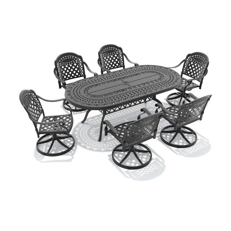Traditions 7-Piece Patio Outdoor Dining Set with 6 Dining Chairs and Oval Dining Table, Rust Free