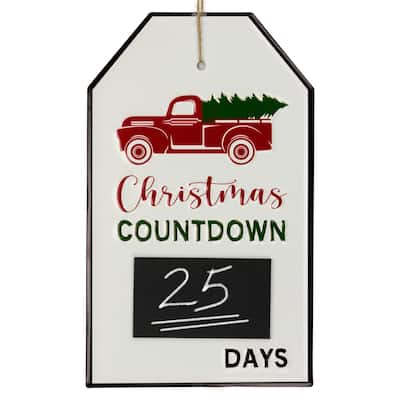 13" Gift Tag Shaped Christmas Countdown Chalkboard Wall Decor