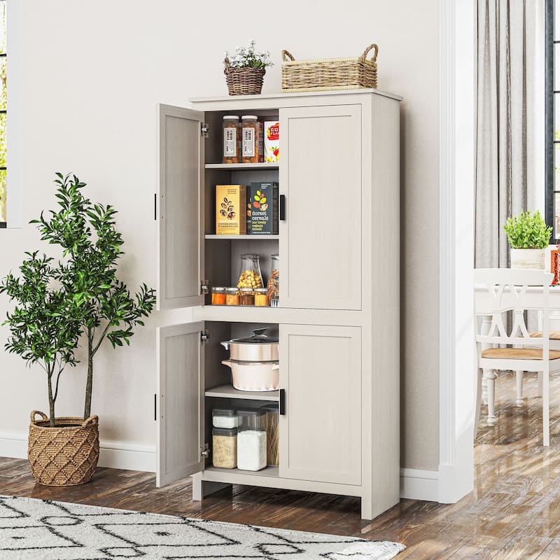 Particleboard Kitchen Storage Cabinet with Adjustable Shelves - 31.25" L x 13" W x 64" H