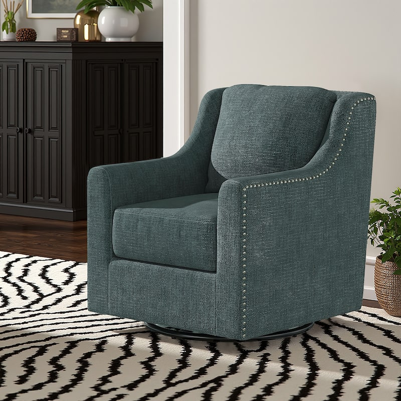 Orwyn Nailhead Slope Arm Swivel Chair by iNSPIRE Q Classic