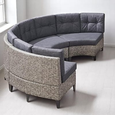 4-Piece Outdoor Patio Sectional Sofa Set with Water-Resistant Cushions - Modular Curved Seating for Backyard, Garden, or Deck