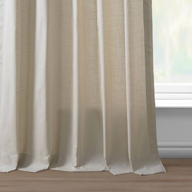 Exclusive Fabrics Bordered Textured Cotton Curtains For Bedroom & Living Room Curtains - Single Panel Drapes