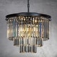 preview thumbnail 1 of 2, CraftHome Modern Tier Fringe Crystal Chandelier in Black
