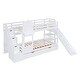 preview thumbnail 38 of 64, Elegant Twin over Twin Bunk Bed With 2 Drawers,3 Shelves and Slide,Sturdy Frame,s