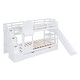 preview thumbnail 10 of 17, White Twin over Twin Size Solid Wood Castle Bunk Bed with Drawers & Slide