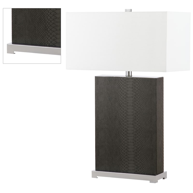 SAFAVIEH Lighting Cristin 28-inch Faux Alligator Grey Table Lamp (Set of 2) - 18"x8 x27.75 - 18Wx8Dx28H
