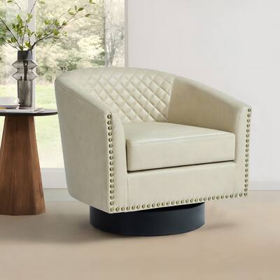 Modern Living Room Nailheads Chair Faux Leather Accent Chair Arm Chair
