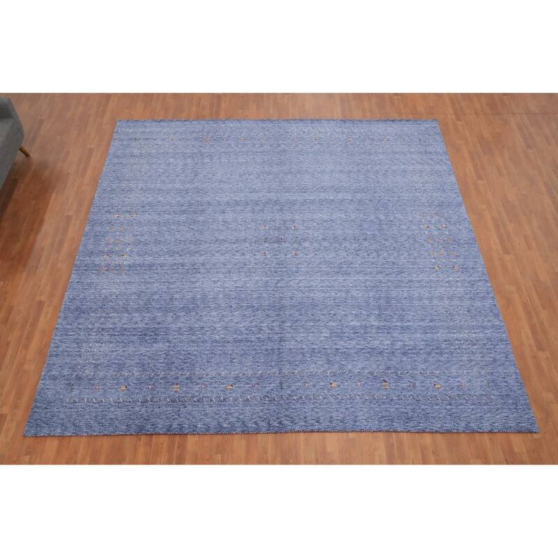 Hand Knotted Oriental 100% Wool Carpet Tribal Animal Pictorial Navy Blue & Blues Gabbeh Area Rug - 12' 0'' X 12' 3''