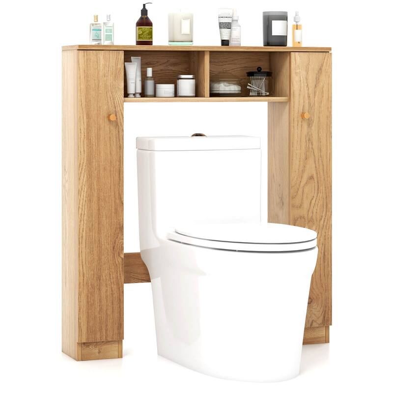 Over Toilet Storage Cabinet with Shelves and Double Door Cabinets