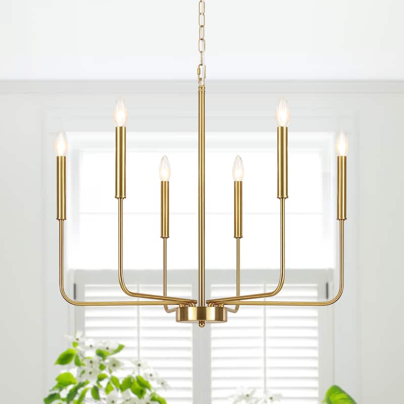 Modern 6-Light Candle Chandelier Classic Ceiling Light for Dining Room Kitchen Island - N/A - Gold+Brass