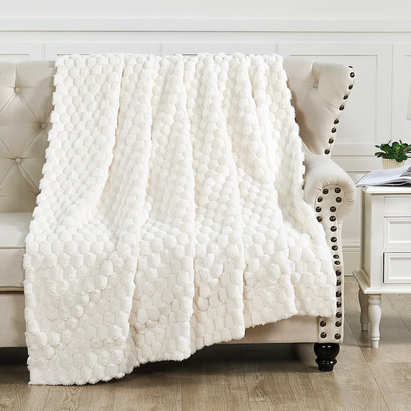Home Soft Things Cozy Soft Plush Textured FauxFur Throw Blanket