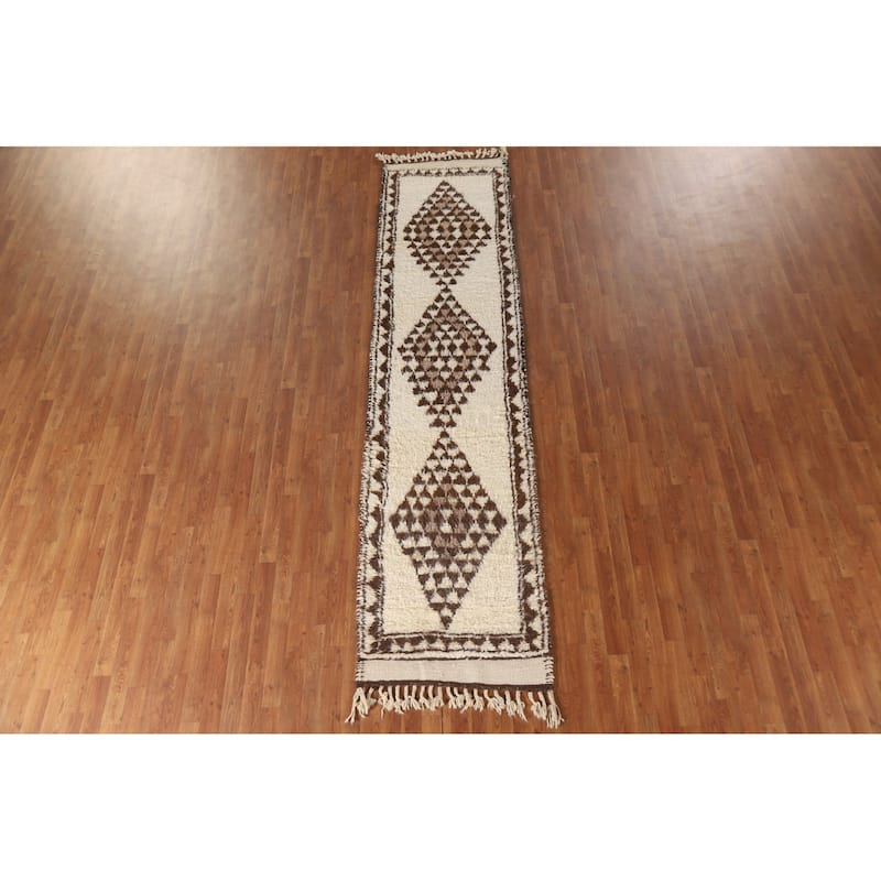 Natural Dye Tribal Anatolian Runner Rug Handmade Turkish Wool Carpet - 2'9"x 11'4"
