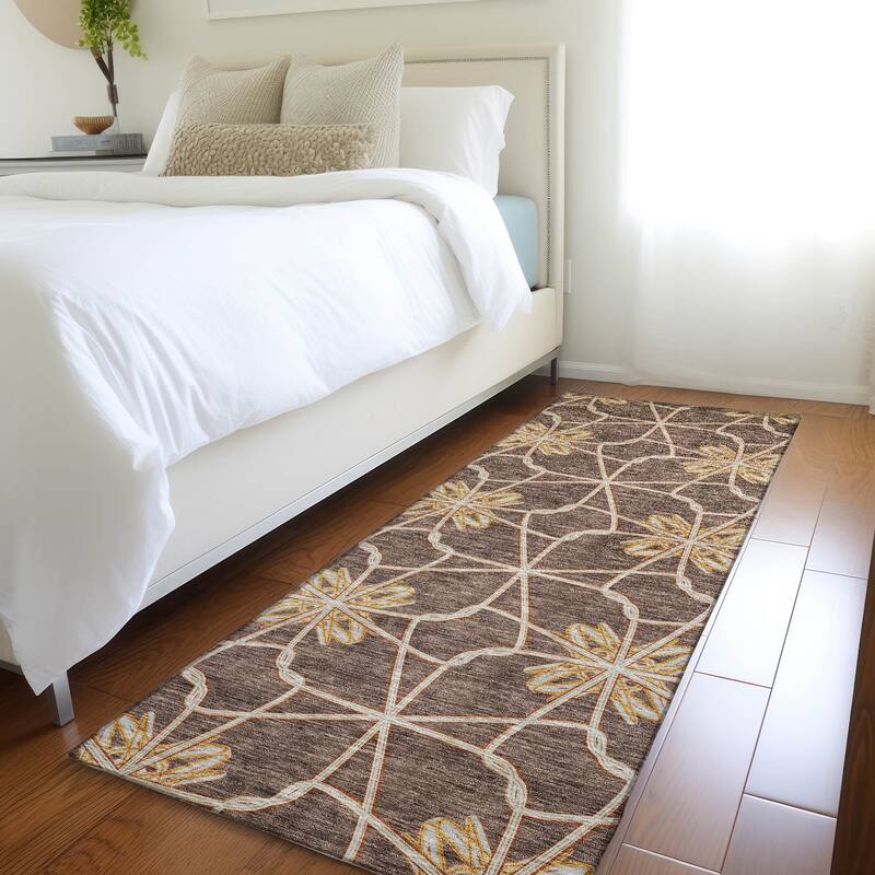 Premium Washable Super Soft Contemporary Tangle Mayfield Rug - Brown - 2'3" x 7'6"