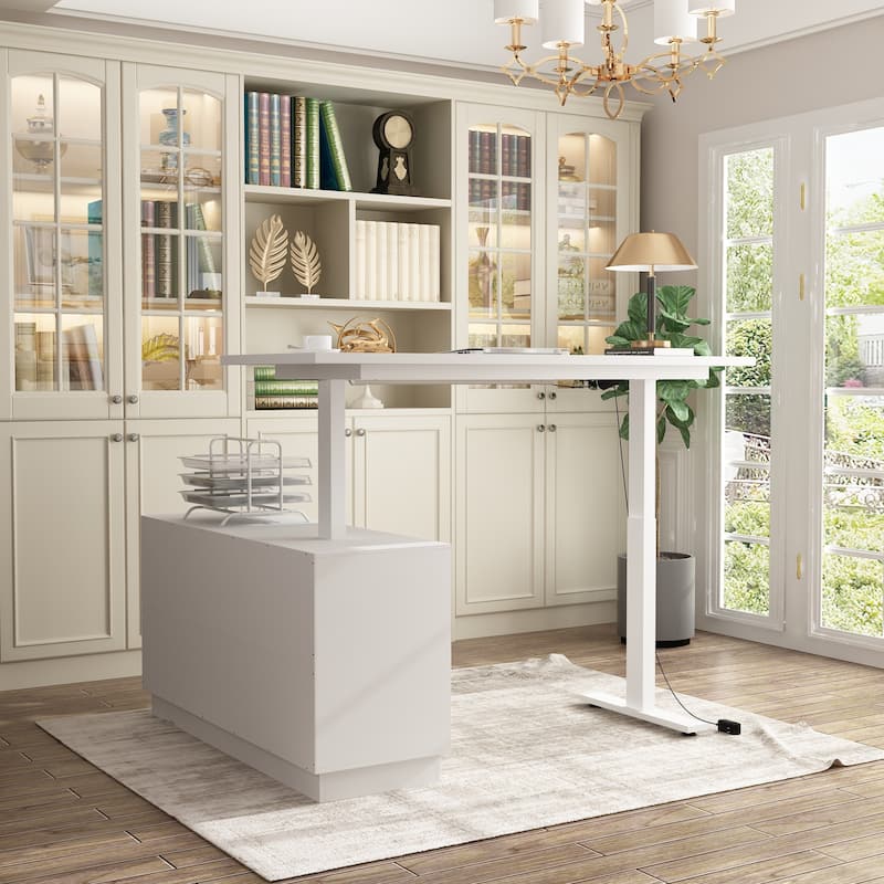 Height Adjustable Standing Desk with Storage Ergonomic Sit-Stand Workstation