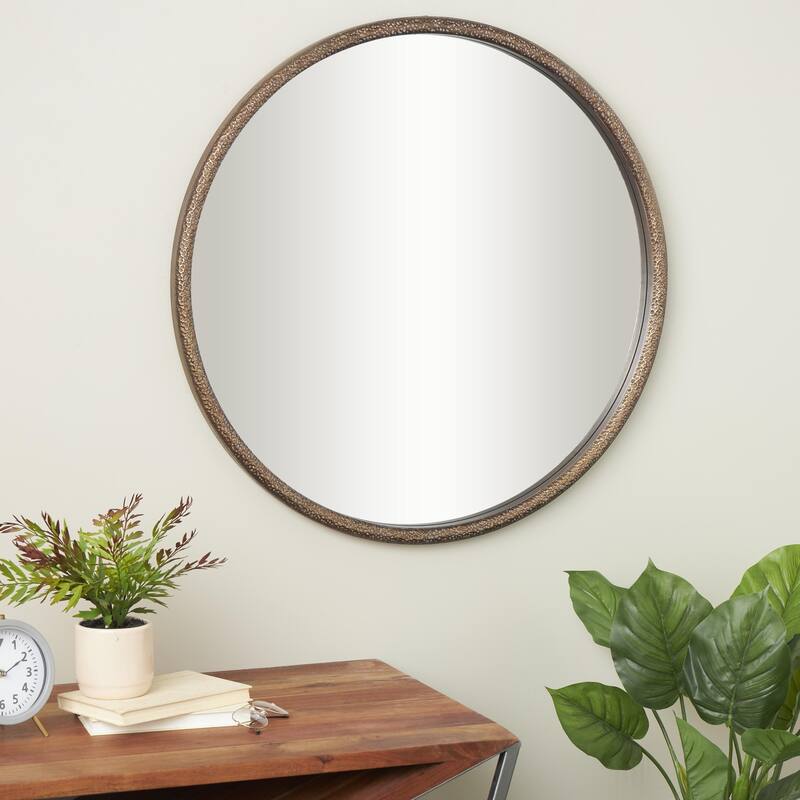 Black or Copper Metal Room Wall Mirror with Gold Inner Frame - Copper