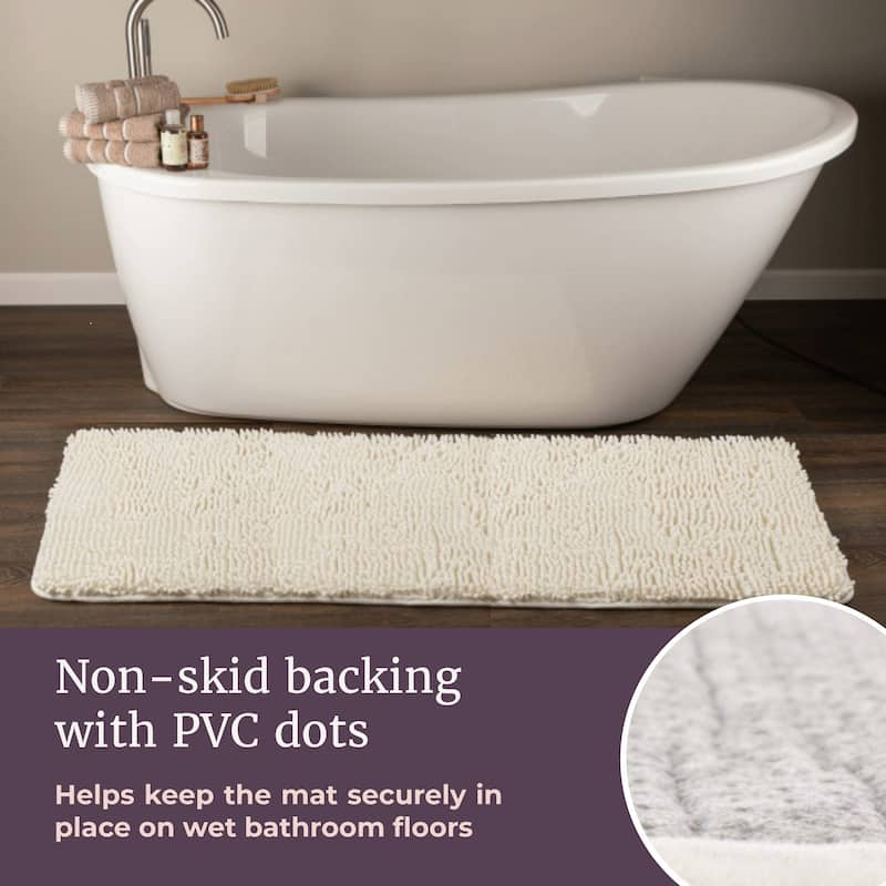58x24-Inch Bathroom Runner with Non-Slip Backing - Absorbent High-Pile Chenille Memory Foam Bathroom Rug by Windsor Home