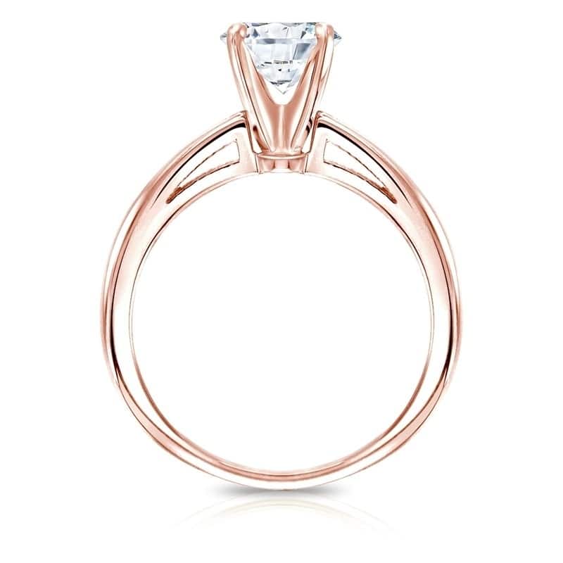 Round 1 carat TDW Certified Solitaire Diamond Engagement Ring in 14kt Gold by Auriya