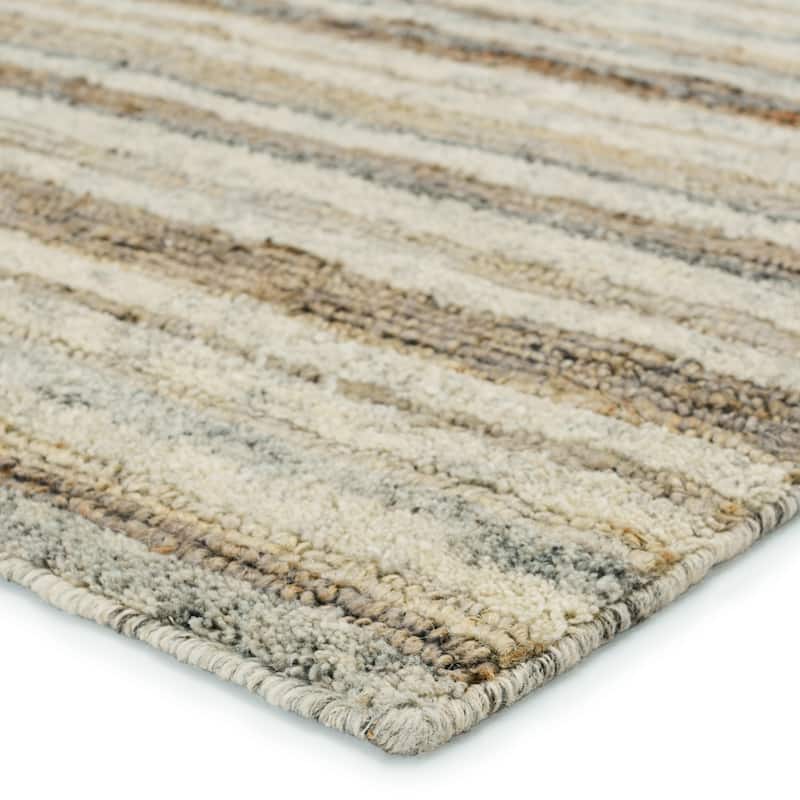 Alvaro Handmade Striped Cream/ Gray Area Rug