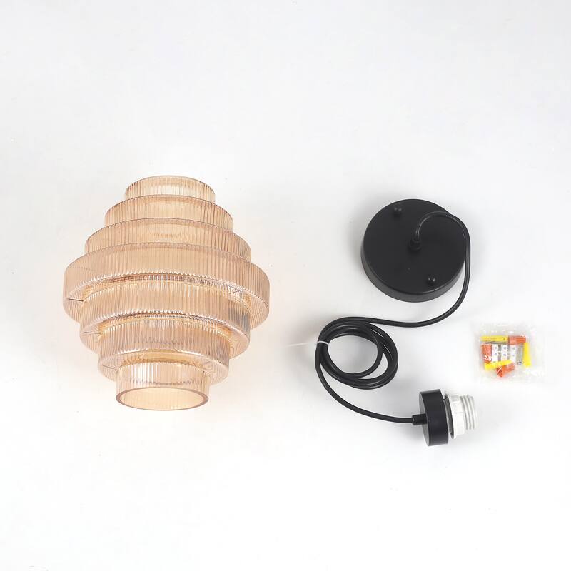 1-Light Classic Pendant Light with Glass Shade, Semi Flush Mount Chandelier for Dining Room Living Room Bedroom Kitchen