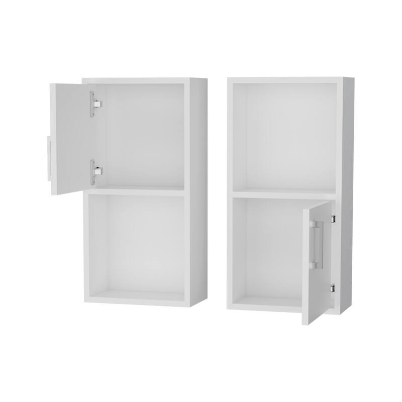 Wall-Mounted Bathroom Medicine Cabinets with Open Shelf, Sleek Handles for Storage and Organization