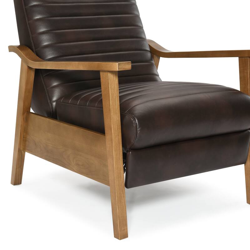 Asher Wood Arm Push Back Recliner - Burnished Brown