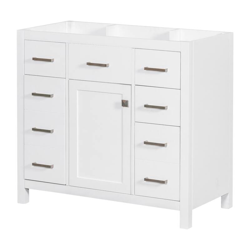 [Cabinet Only] 36" White Bathroom Vanity (Sink not included) - White
