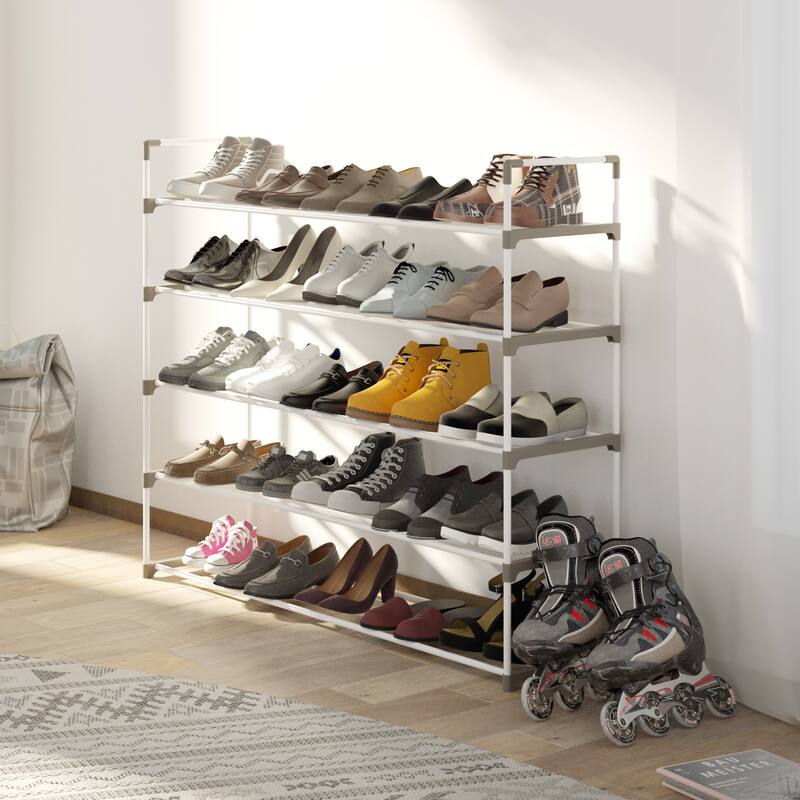 Shoe Rack - Shoe Organizer for Closet, Bathroom, Entryway by Home-Complete (White)