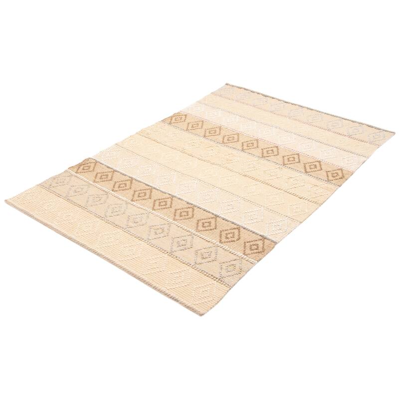 ECARPETGALLERY Braid weave Sienna Cream Wool Rug - 5'2 x 8'2