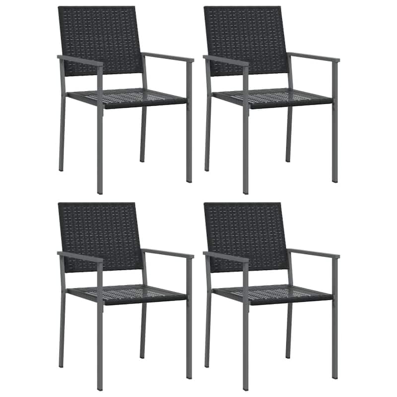 vidaXL Patio Chairs with Cushions 2 pcs Black 21.3"x24.6"x35" Poly Rattan
